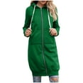 thumbnail image 4 of Long Hoodies For Women Zip Up Oversized Double Zipper Lined Fall Outfits Jackets Oversized Hooded Sweatshirts With PocketsGreen S, 4 of 6