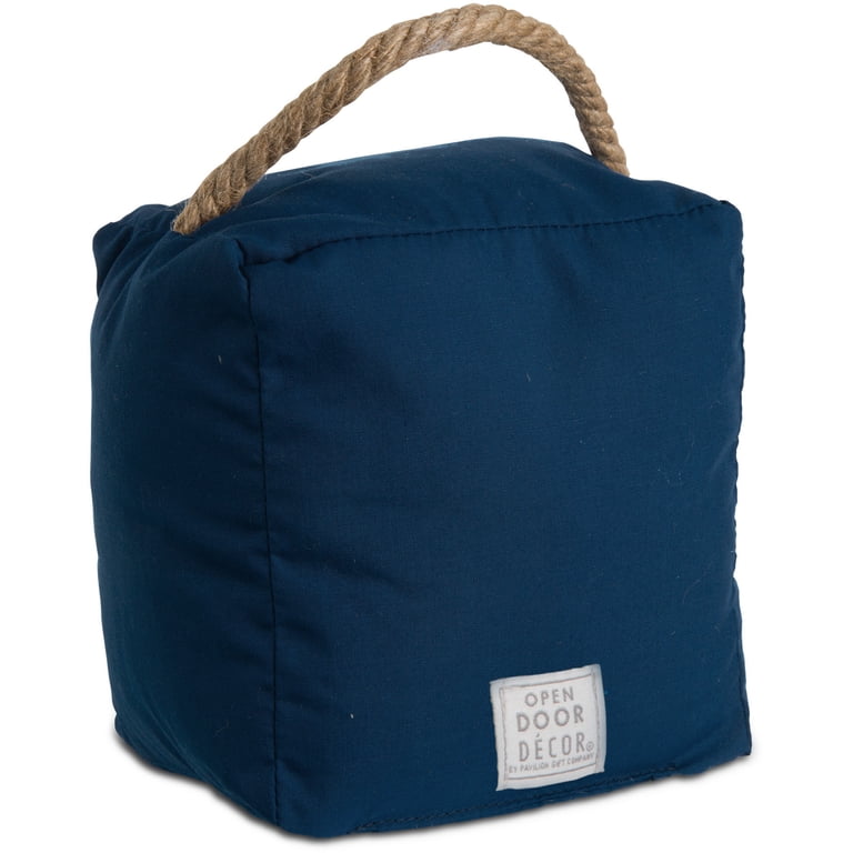 Open Door Décor Welcome To Our Loud Crazy Fun House Navy Blue & Silver Door Stopper With Jute Handle - 2 Lbs