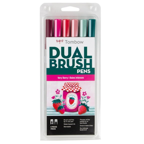 Tombow Dual Brush Pens - Set of 6, Very Berry