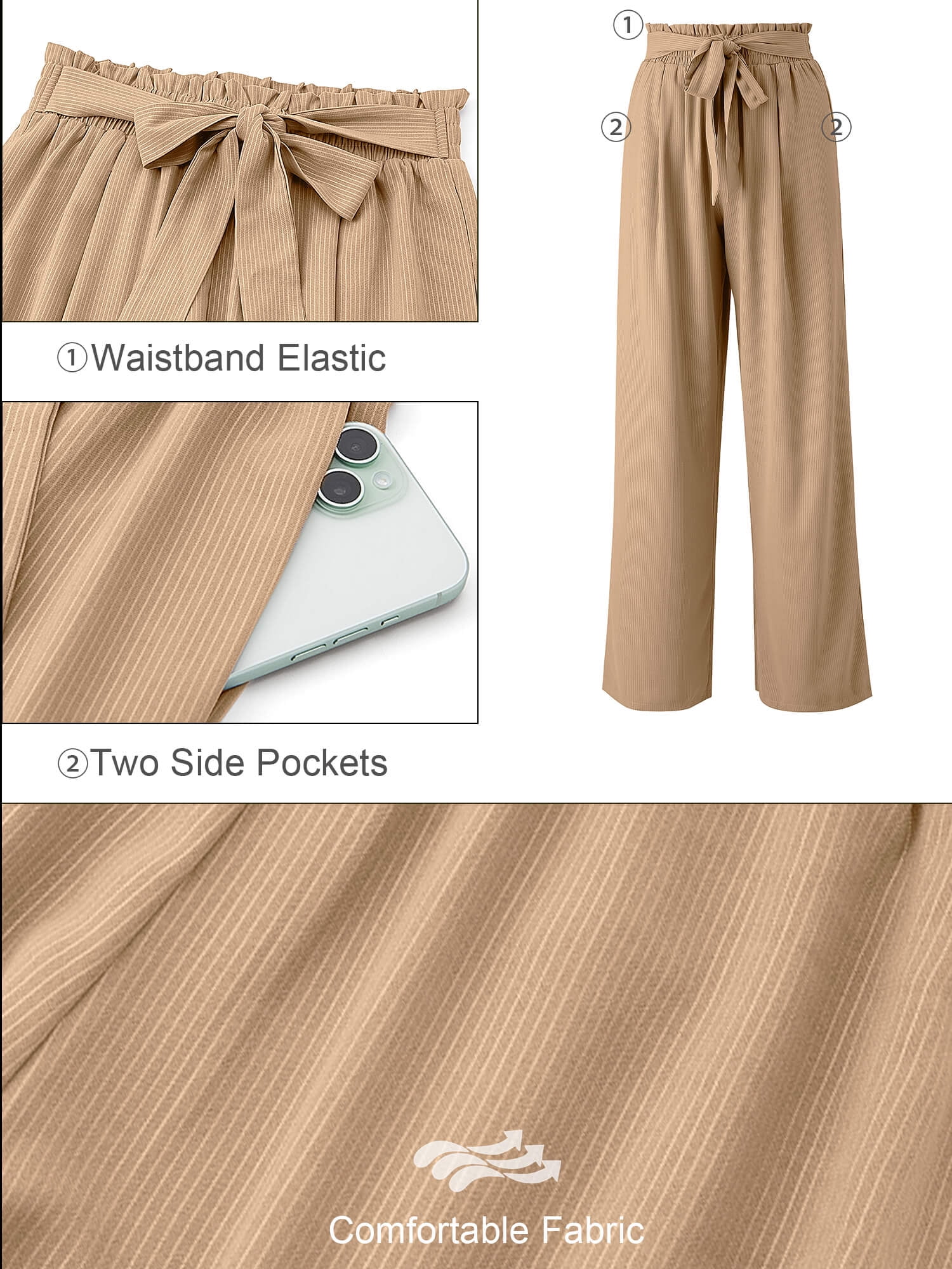 パンツ Highwaist ribbon pants AM1380 ANDMARY】Highwaist ribbon pants