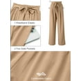 thumbnail image 5 of Chiclily Women Wide Leg Pants with Pockets High Waist Loose Belt Flowy Casual Trousers, US Size 2XL in Khaki Stripe, 5 of 7