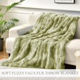 thumbnail image 5 of Woeilo Fuzzy Faux Fur Bed Blanket Twin Size, Reversible Shaggy Sherpa Fleece Blankets,Fluffy Plush Warm Throws for Couch, Bed, 60X80 Inches Olive Green, 5 of 5
