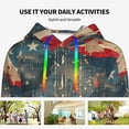thumbnail image 4 of Daiia Vintage American Flag Elephant Pattern Women's Fashion Hoodies & Sweatshirts with Kangaroo Pocket Hooded Sweatshirt with Eye-catching Drawstrings-Large, 4 of 7