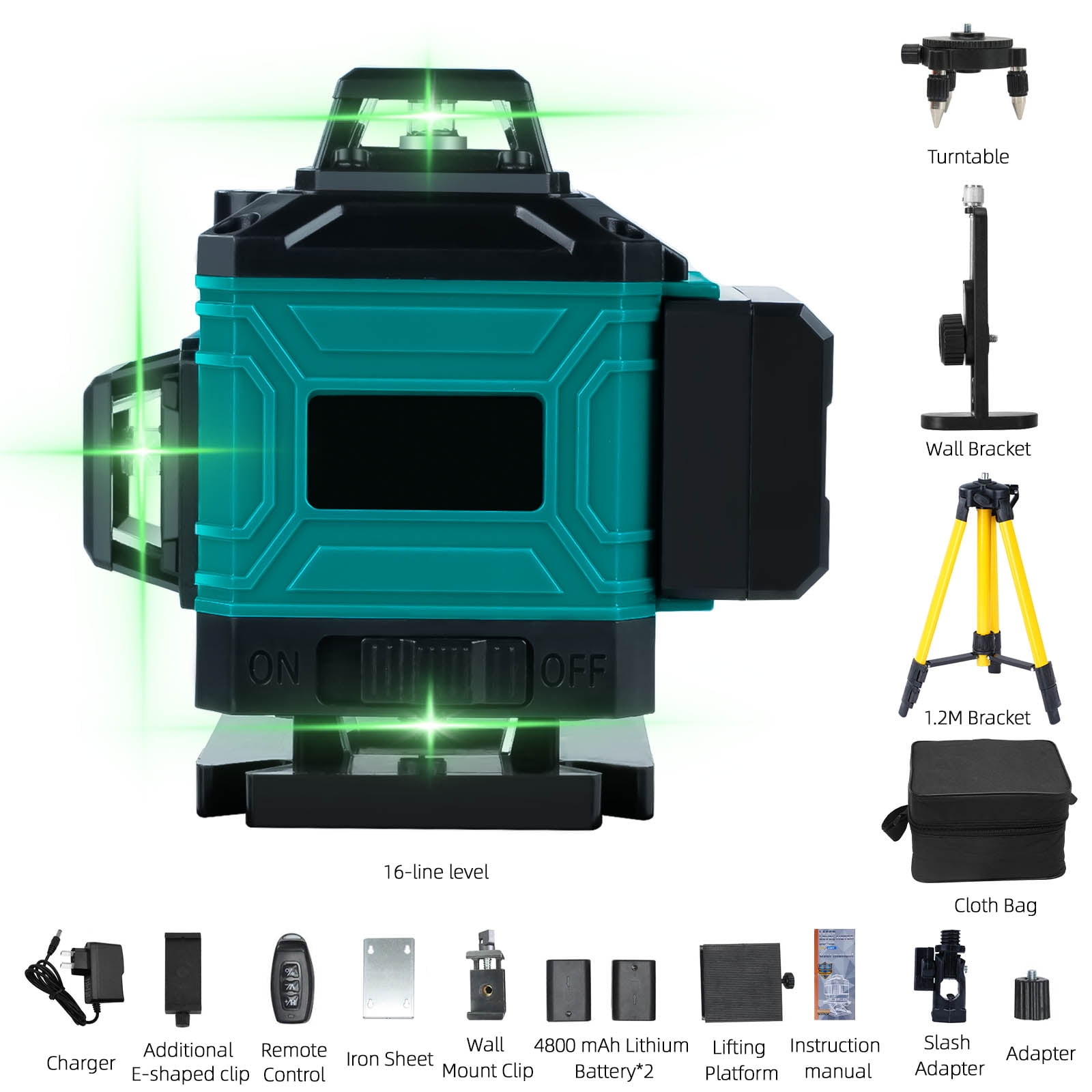 Victool 16 Lines Laser Level Auto Self-Leveling 360° Horizontal and Vertical Green Beam Laser Level US