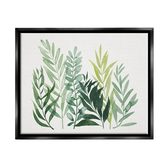 Stupell Industries Varied Grasses Botanical Leaves Graphic Art Jet Black Floating Framed Canvas Print Wall Art, Design by Grace Popp