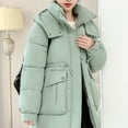 thumbnail image 4 of MIUOWANP Womens Winter Coats Fashionable Ladies Zipper Long Sleeve Winter Thickened Cotton Coat Green L, 4 of 5