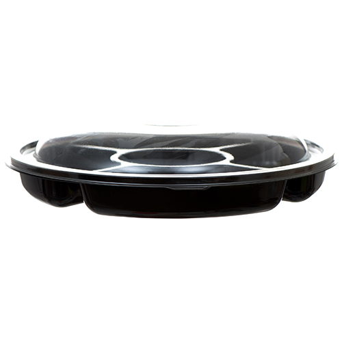 Plastic 5 Divided Tray W / Lid 11.75 Black Clr Wholesale, (36 Pack
