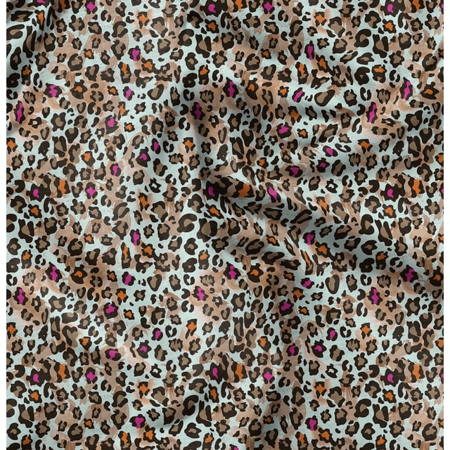 Soimoi Green Moss Georgette Fabric Leopard Animal Skin Fabric Prints By Yard 42 Inch Wide