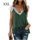 thumbnail image 1 of Camiseta de mujer Encaje Cuello en V Sin mangas Casual Loose Girl Summer Top, Verde, XXL sidaley AP001333-10, 1 of 6