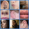 thumbnail image 5 of 18G Hinged Nose Rings Hoop Surgical Steel Body Piercing Jewelry for Women Men Gold 5pcs, 5 of 7