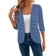 thumbnail image 2 of Cardigan Sweaters Casual Dressy Cardigans Casual Loose 2026 Spring Outfits Women's Casual Striped Long-Sleeve Cardigan Jacket/Top Blue L, 2 of 7