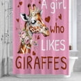 thumbnail image 2 of A Girl Who Likes Giraffes Shower Curtain for Bathroom, Cartoon Funny Animals Pink Rose Heart Pink Waterproof Cloth Fabric Bathroom Accessories Set with 12 Rust Proof Plastic Hooks, 36"x72", 2 of 9