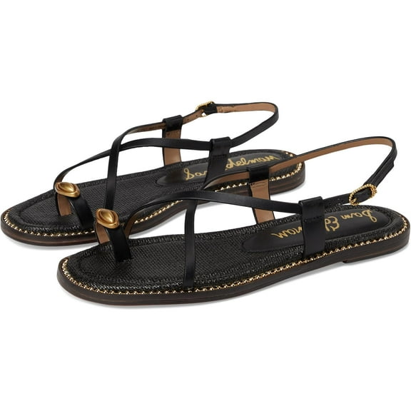 Sam Edelman Women's Tenly Toe Strappy Sandal Black Leather 8.5M