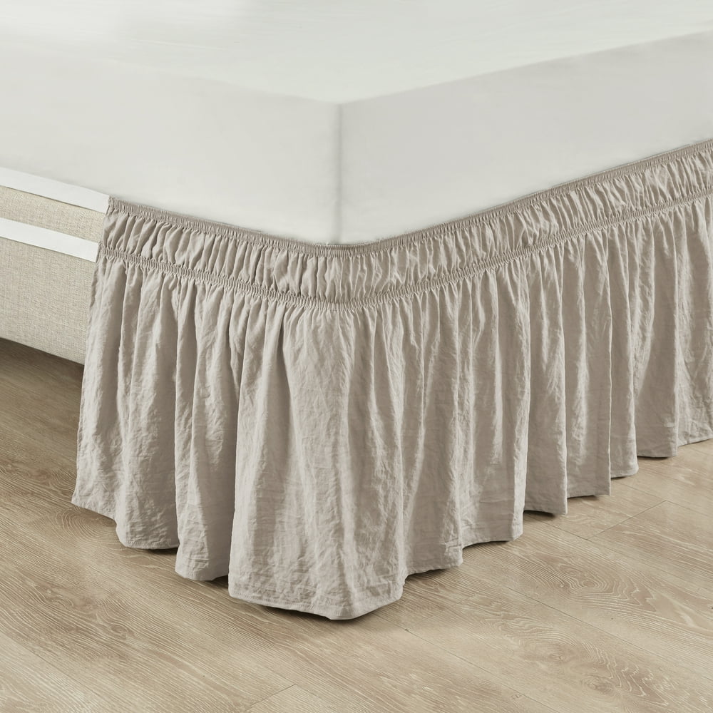Lush Decor Ruched Ruffle Elastic Easy Wrap Around Solid Print Polyester