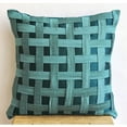 thumbnail image 2 of The HomeCentric Euro Sham Cover Teal Blue European Pillow Cover Pack of 2, 26x26 inch Silk Euro Sham&nbsp;Cover Geometric Checkered Basket Weave Texture Euro - Peacock Green N Teal Basket Weave, 2 of 4