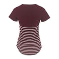 thumbnail image 4 of Uhndy Women's Maternity Nursing Short Sleeves Tops Tunic Breastfeeding Stripe Blouse Jujube 3XL, 4 of 4