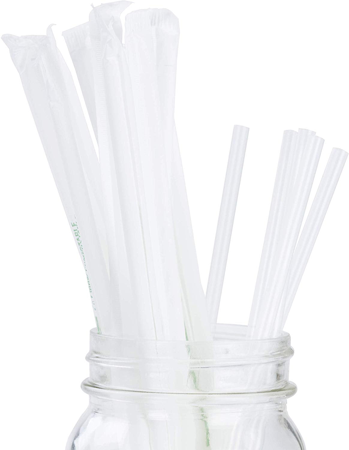 Clear Plastic Biodegradable Straws 200 Bulk Pack. Reduce Your Carbon
