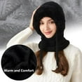 thumbnail image 5 of 3 in 1 Hat with Scarf and Mask for Women & Men, Windproof Knitted Hood with Plush Lining, Adjustable Outdoor Winter Scarf Hat, 5 of 8