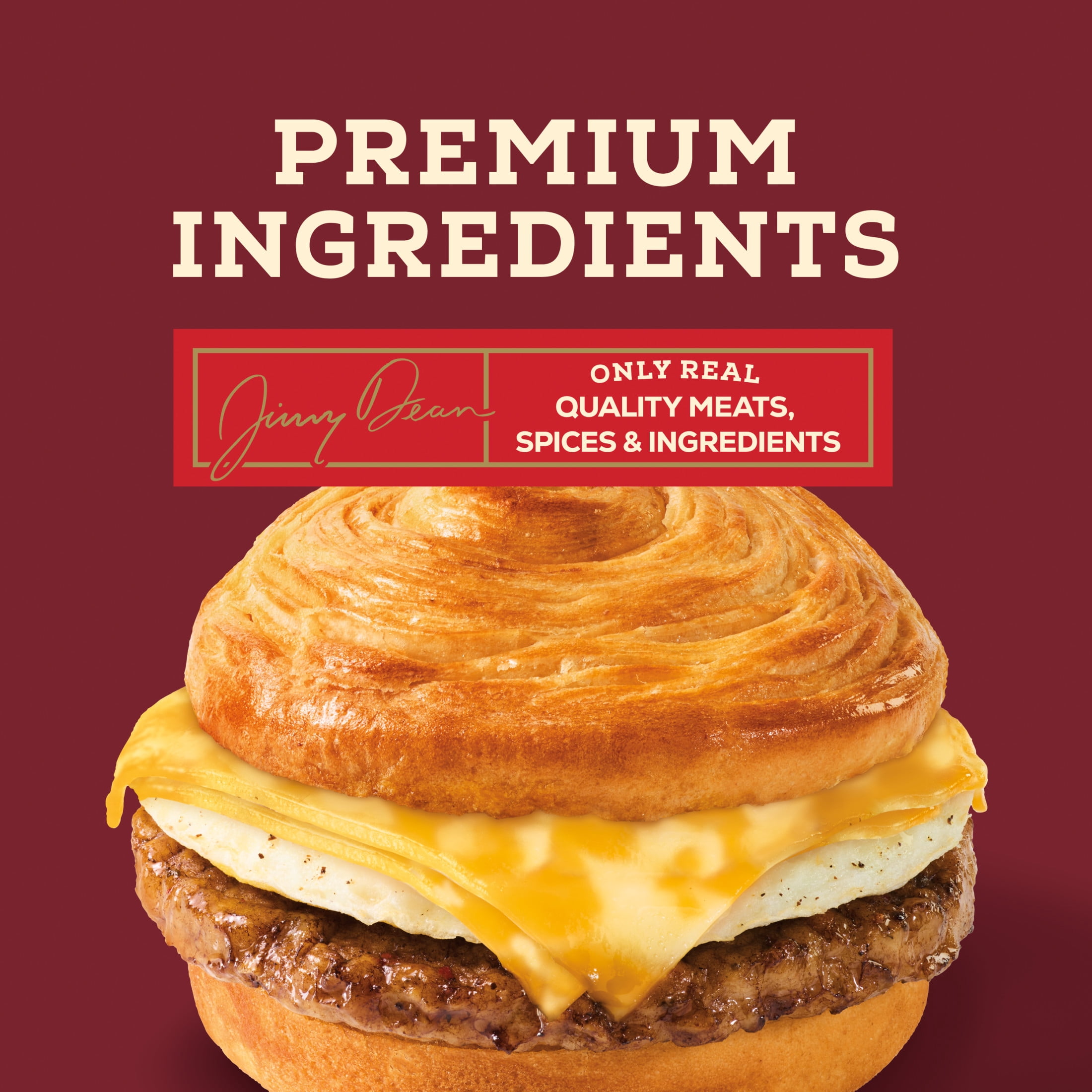 Jimmy Dean Frozen Protein Breakfast Sandwich, Sausage, Egg, Cheese Croissant, 13.3 oz, 2 Count