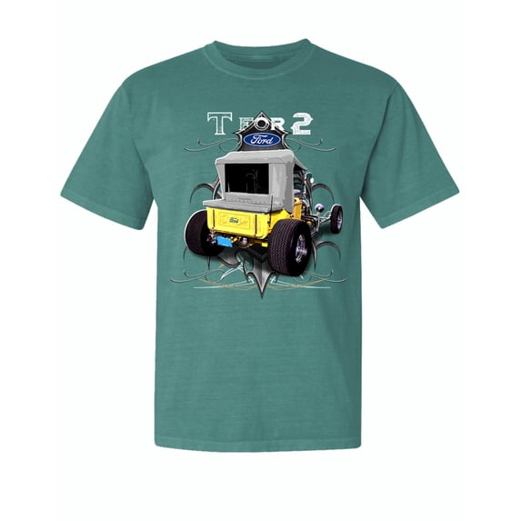 Wild Bobby, Ford Model T 1900 Vintage, Cars and Trucks, Garment-Dyed Washed Look Short Sleeve Tees, Emerald, Large