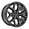 thumbnail image 3 of OE Wheels CV98 20 Inch Rims Fit Silverado 1500 Snowflake Style 6x139.7 20x9 Gloss Black with Milled Edge - Hollander 5668 (Set of 4), 3 of 5