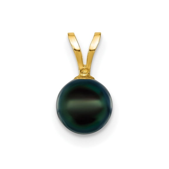 14k Gold 6 7mm Black Saltwater Akoya Cultured Pearl Pendant Necklace Jewelry for Women - .1 Grams