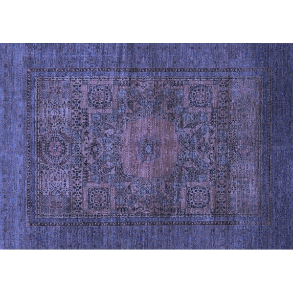 Ahgly Company Indoor Rectangle Abstract Blue Modern Area Rugs, 5' x 7'