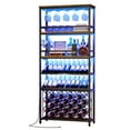 thumbnail image 3 of DEXTRUS 71" Tall Wine Rack with LED Light, 5-Tier Wine Cabinet with 42-Bottles & Glass Holder Liquor Cabinet for Home Kitchen, Brown, 3 of 9