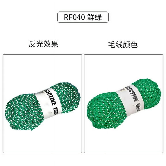 XmhyTop 2pcs Reflective Yarn,Sparkle Yarn,Silver Yarn,for Crafts Glow in The Dark Yarn for Crochet for Reflective High Visibility Warm Winter Loop Reflective Hat，100g，110 Yards，Green