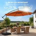 thumbnail image 3 of Patbrela 10ft Offset Patio Umbrellas (Includes Base) Outdoor Cantilever Hanging Umbrella with Infinite Tilt,for Yard, Garden, Beach, Pool & Deck, Orange, 3 of 10