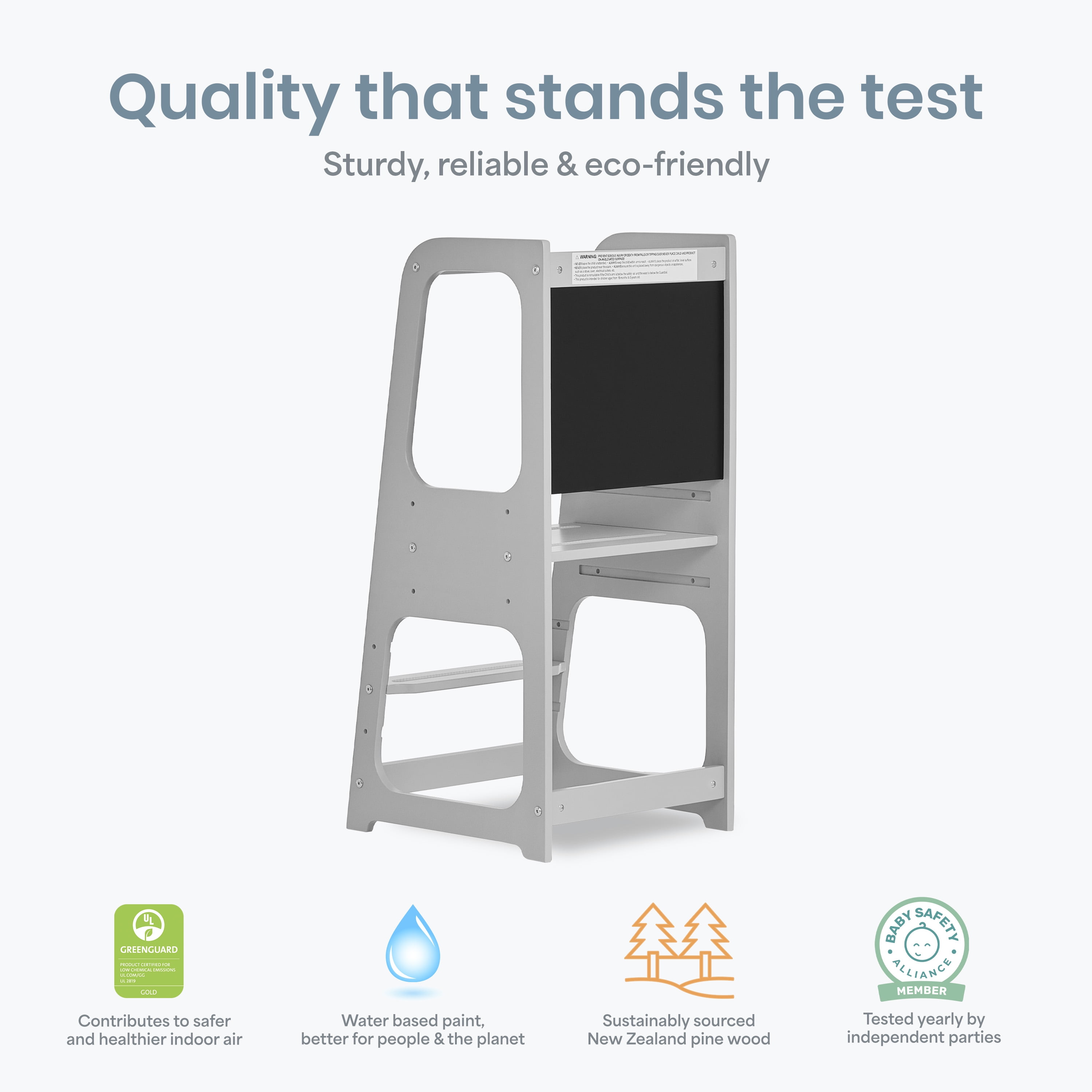 Dream On Me Explora Tower & Step Stool, Anti-slip Base, Multipurpose Kids Step Stool, Pebble Grey