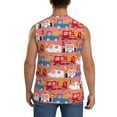 thumbnail image 4 of Uemuo Cartoon with Traffic Elements Pattern Men's Sleeveless T-Shirt,Muscle Athletic Tank Top, Moisture-wicking Quick-dry Breathable Classic Tee Top for Gym Run Outdoor Sports-, 4 of 8