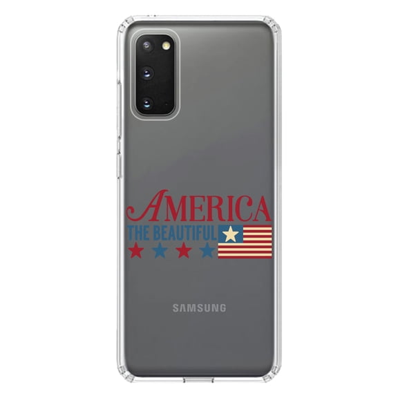 DistinctInk Clear Shockproof Hybrid Case for Galaxy S20 ULTRA / 5G (6.9" Screen) - TPU Bumper Acrylic Back Tempered Glass Screen Protector - America the Beautiful Flag