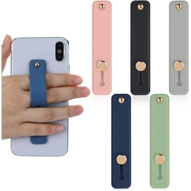 Phone Loop Finger Holder, 5-Piece Phone Grip Holder, Finger Cell Phone Grip, Silicone Phone Finger Strap, Telescopic Mobile Phone Holder for All Smartphones (5 Colors)