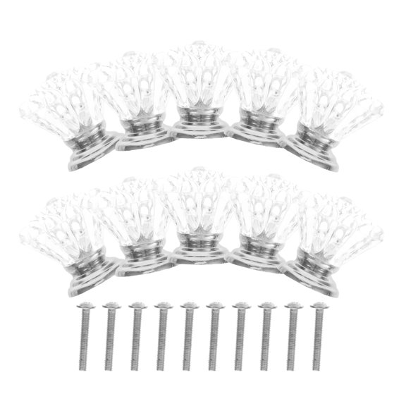 10 Pcs Crystal Knobs for Cabinets Ultra-long Tools Dresser Door Silver