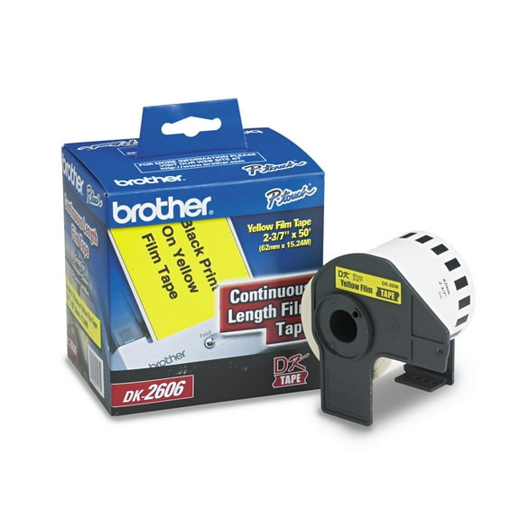 Brother Genuine DK-2606 Continuous Length Black on Yellow Film Tape for Brother QL Label Printers, 2.4" x 50' (62mm x 15.2M), 1 Roll per Box, DK2606
