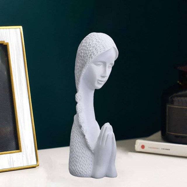 Estatuilla de resina creativa para mujer, estatua de de oración en 3D vívida moderna, manualidades artísticas, decoración de hotel interior, ador Soledad Estatuas de oración