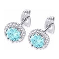 thumbnail image 2 of 18K White Gold 2 Ct Lab-Created Aquamarine Stud Earrings Plated by Paris Jewelry, 2 of 4