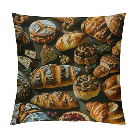 

Fenyluxe Bread Pastries Table Throw Pillow Covers Couch Cushion Short Plush Aesthetic Decorative 1PC 24x24in