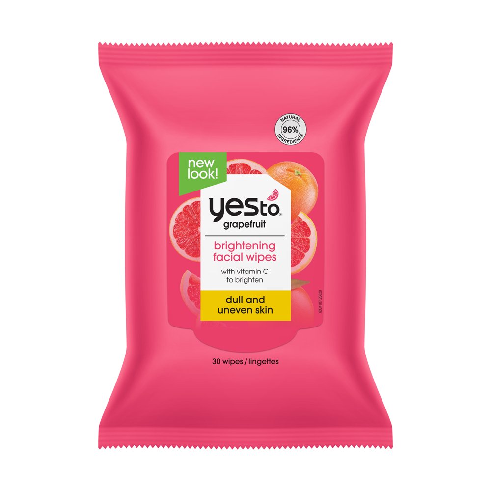 Yes To Grapefruit Brightening Facial Wipes, Single Pack, 30 Count