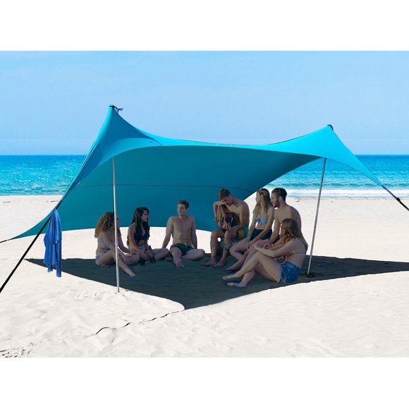 Carpa de playa portátil Bestset 305 x 305 cm UPF50+ a prueba de viento