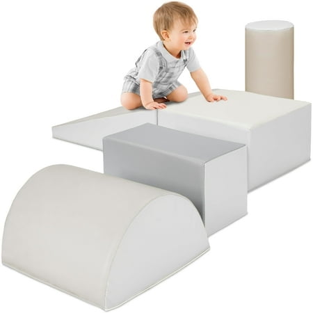 Best Choice Products 5-Piece Kids Climb & Crawl Soft Foam Block Activity Play Structures for Child Development, Color Coordination, Motor Skills - Neutral