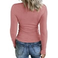 thumbnail image 2 of Women Casual Long Sleeve Tunic V-Neck Slim Fit T Shirts Basic Tee Tops Crew Neck Ribbed Knit Solid Shirt, 2 of 3