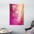 thumbnail image 1 of Fitness Tapestry, Typographic Design with Be Active Be Healthy Be Happy Motivational Quote, Wall Hanging for Bedroom Living Room Dorm Decor, 40W X 60L Inches, Fuchsia White Peach, by Ambesonne, 1 of 2