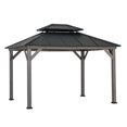 thumbnail image 3 of Sunjoy Outdoor Gazebo 10 X 12 ft. 2-tier Hardtop Grey Cedar Framed Gazebo with Steel Hardtop, 3 of 12