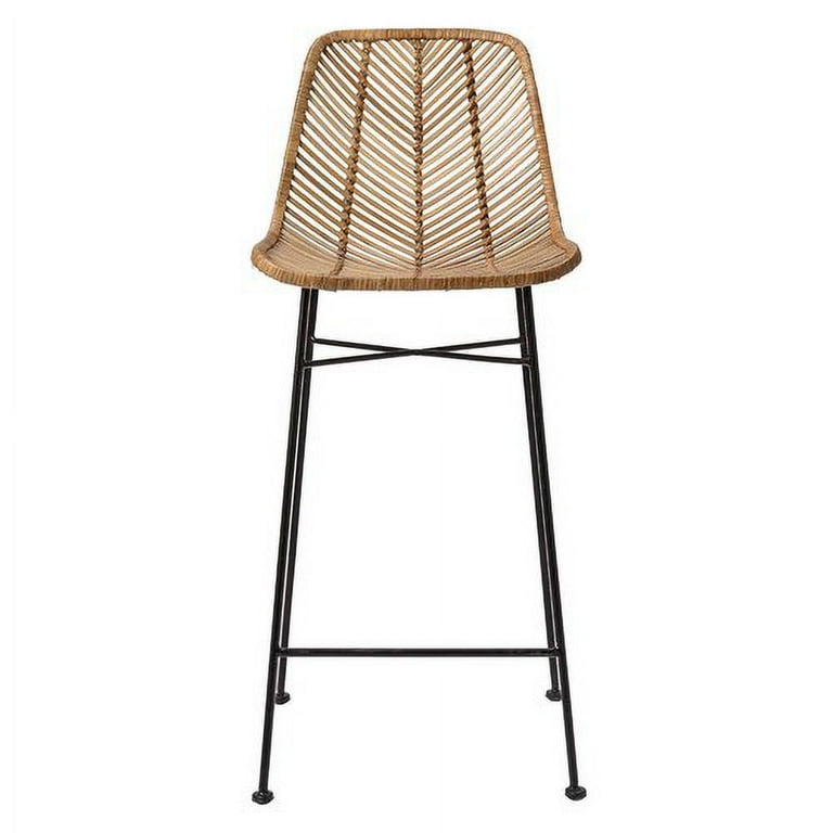 Desert Fields Black Rattan Bar Stool with Metal Frame Walmart