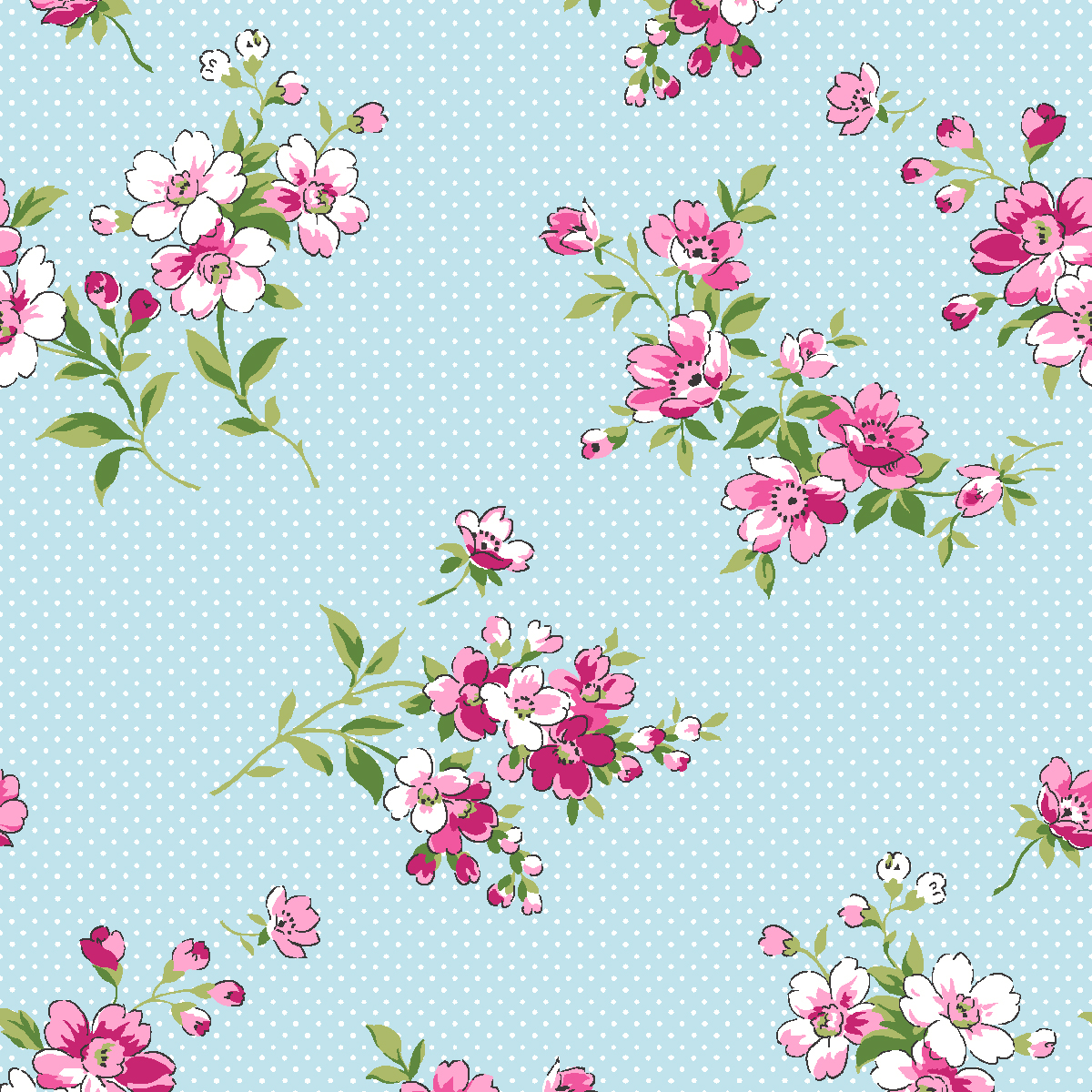 Spring Floral Cotton Blend Fabric by the yard