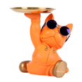 thumbnail image 3 of Estatua de bulldog con bandeja, regalo de cumpleaños, divertida y creativa escultura de perro de resina para el hogar. naranja, 3 of 9