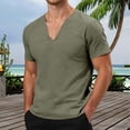 thumbnail image 2 of Curuila Mens T Shirt Short Sleeve Summer Casual V Neck Relaxed Fit Solid Color Lightweight Summer Top Army Green Size M, 2 of 4