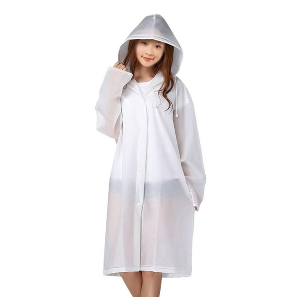 Monstrate Capa de lluvia Senderismo Camping Chubasquero Poncho Color sólido Mujeres Hombres Ropa impermeable Ciclismo multifuncional Actividades Paraguas de lluvia Blanco transparente